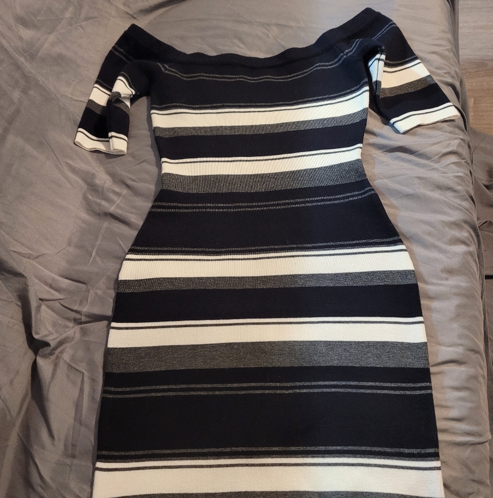 Chic Striped Off-Shoulder Dress